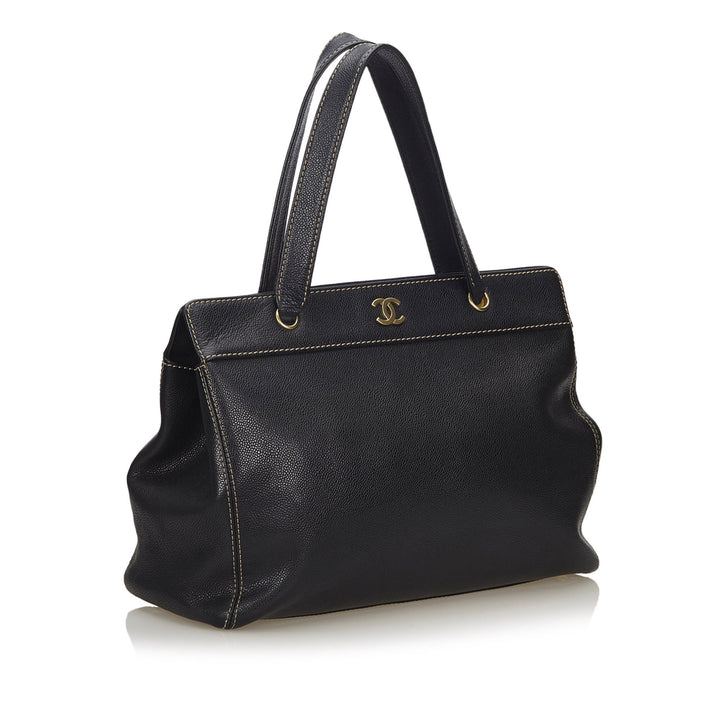 large caviar leather tote bag