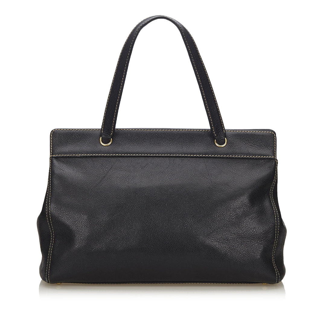 large caviar leather tote bag