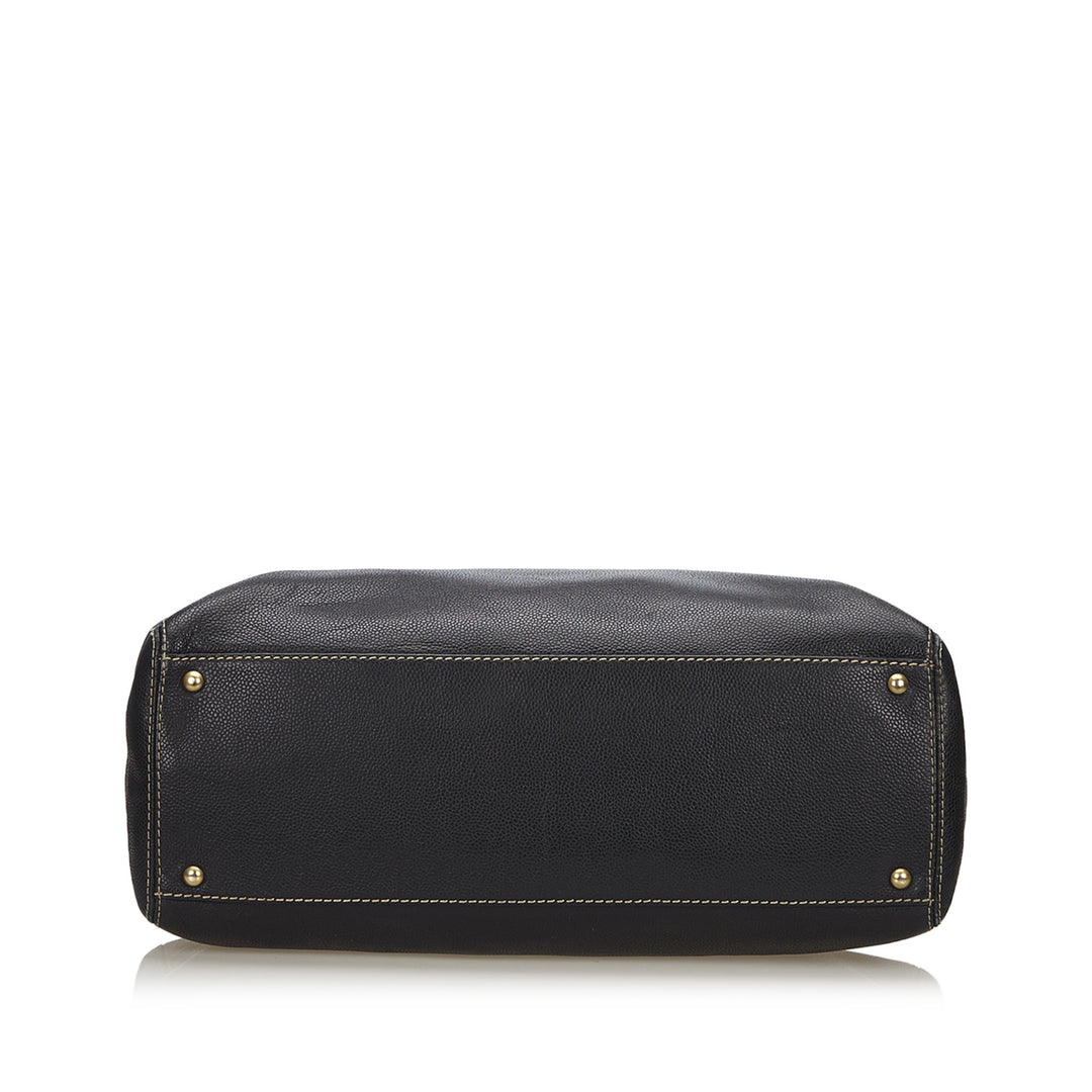 large caviar leather tote bag