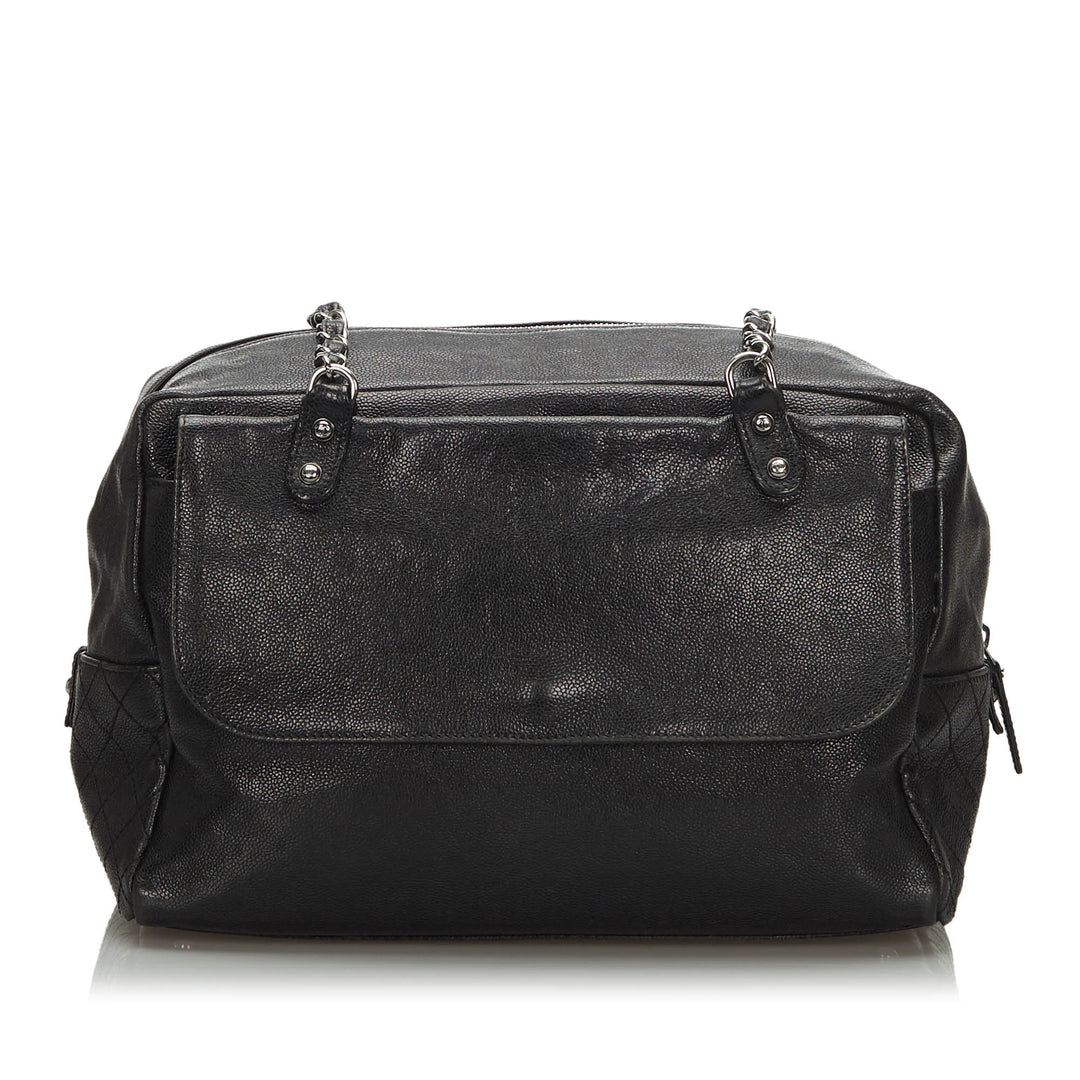 pocket in the city caviar leather flap bag