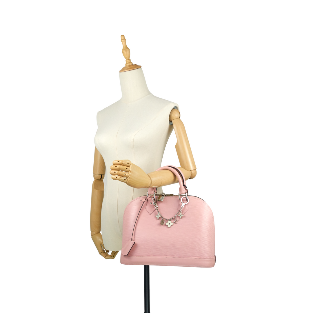 Alma PM Pink Epi Leather Bag with Charms