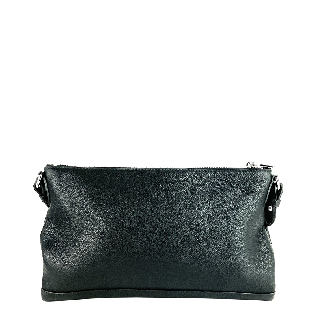 Soft Vitello Daino Leather Zipped Crossbody Bag