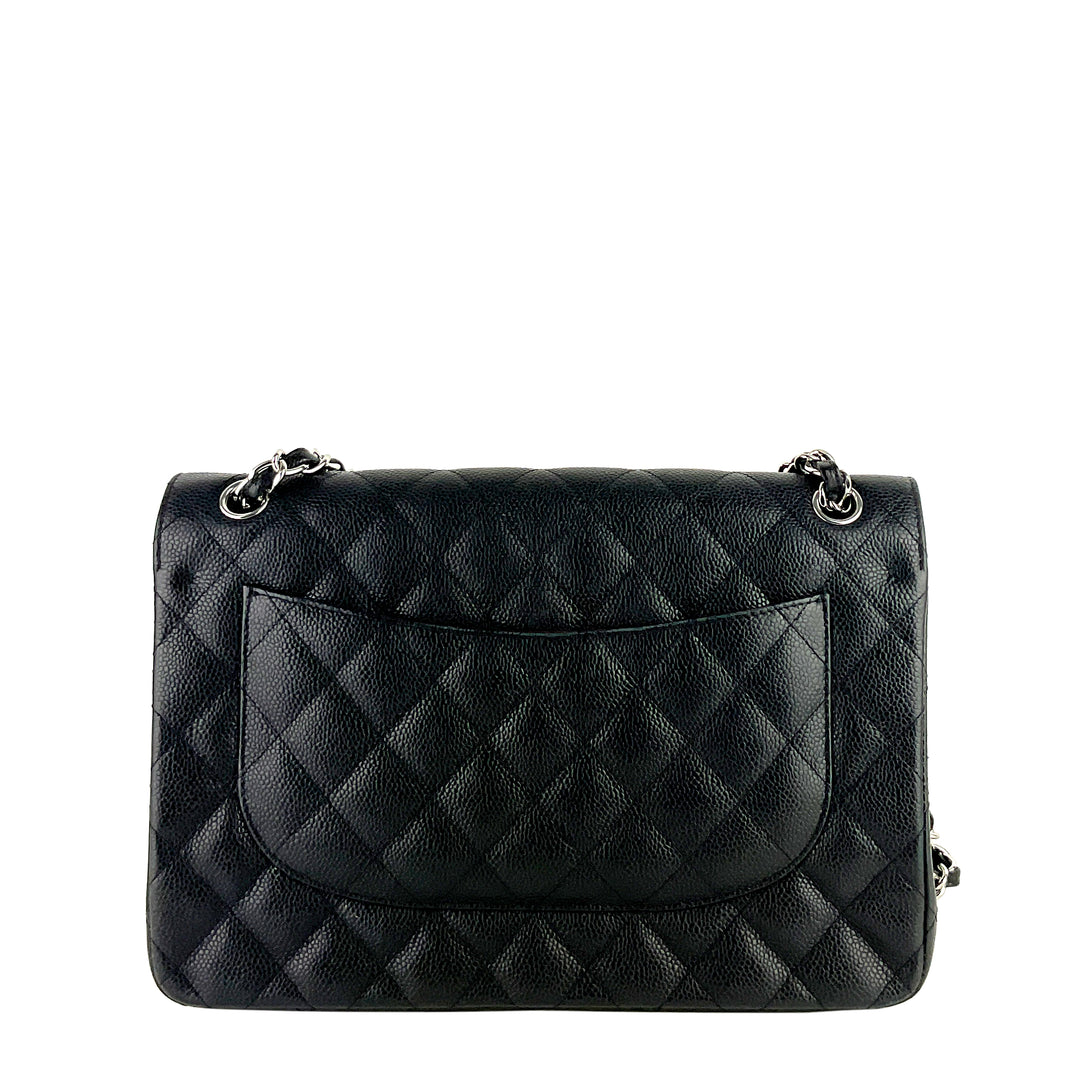 Double Flap Quilted Caviar Leather Bag