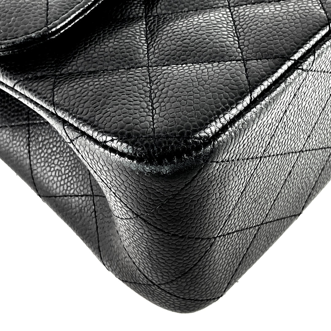 Double Flap Quilted Caviar Leather Bag