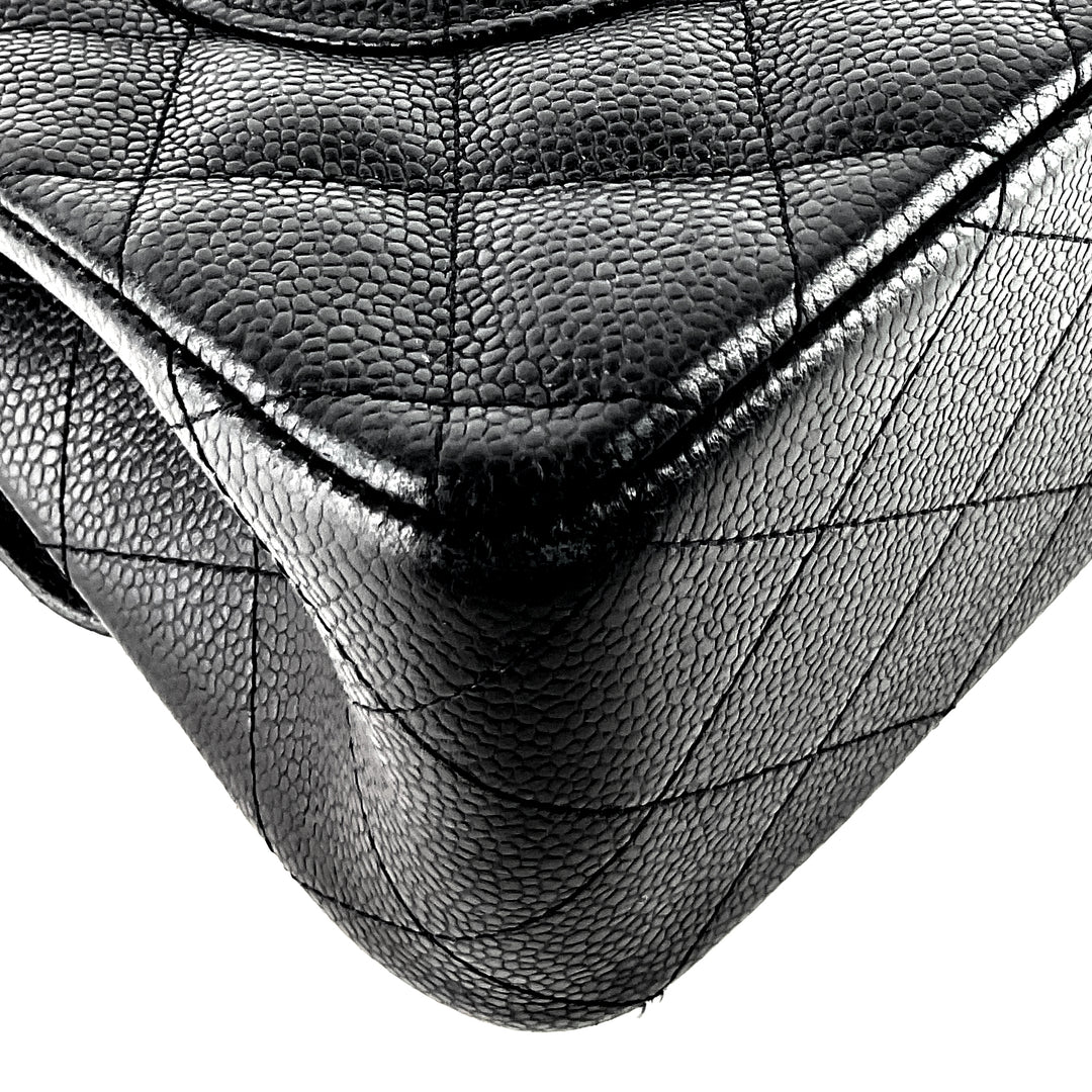 Double Flap Quilted Caviar Leather Bag