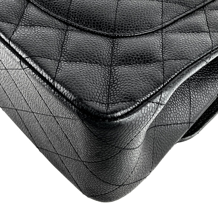 Double Flap Quilted Caviar Leather Bag