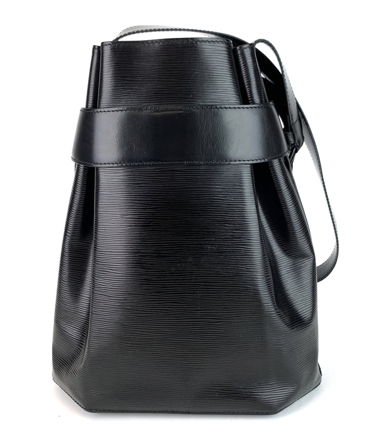 sac d'epaule gm black epi leather bag