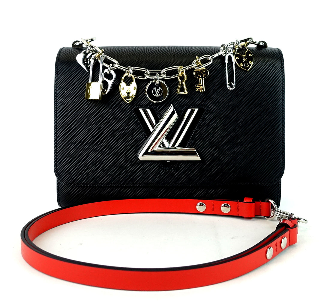twist mm love lock charms black epi leather bag