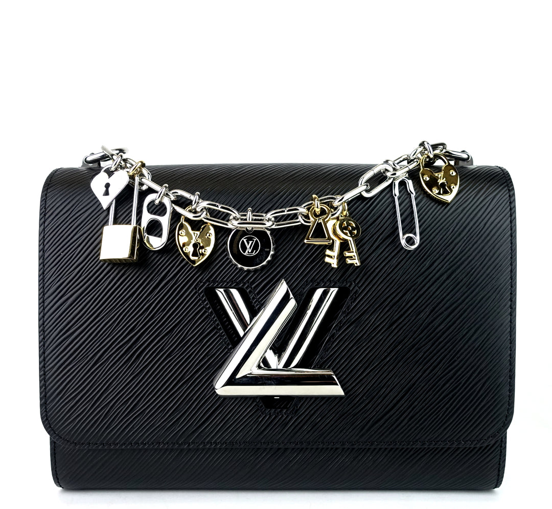 twist mm love lock charms black epi leather bag