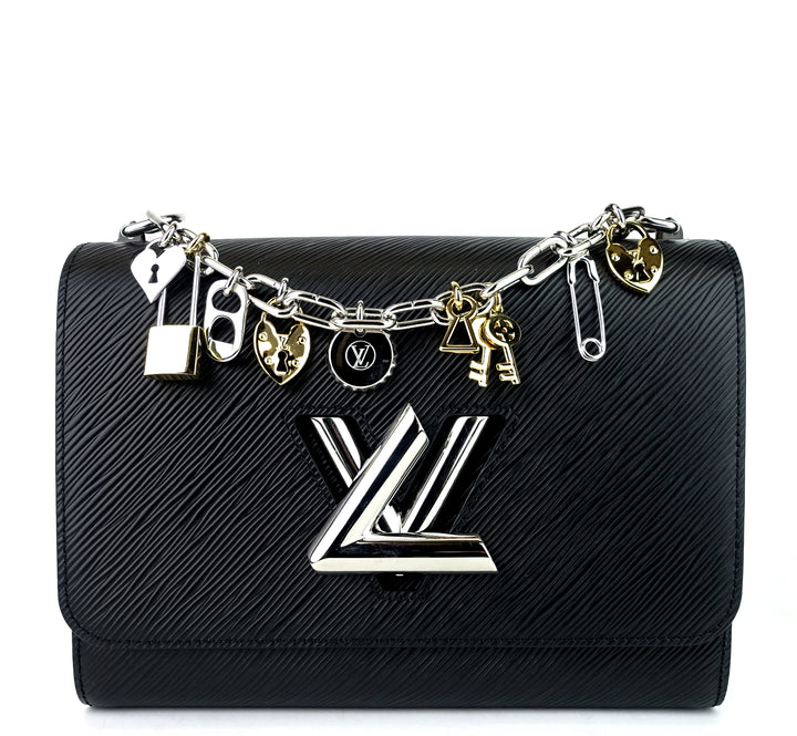 twist mm love lock charms black epi leather bag