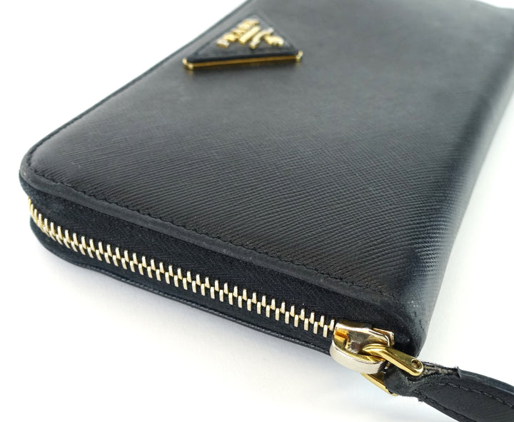zip around saffiano leather wallet