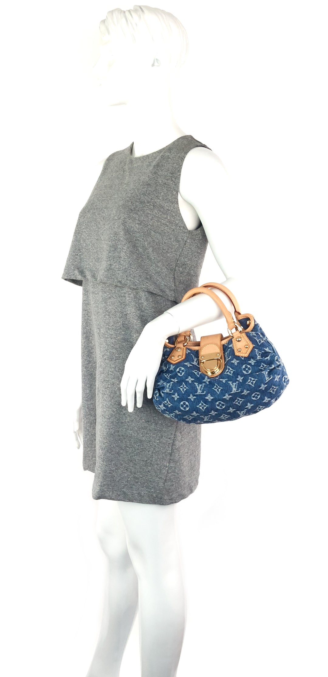 pleaty monogram denim bag