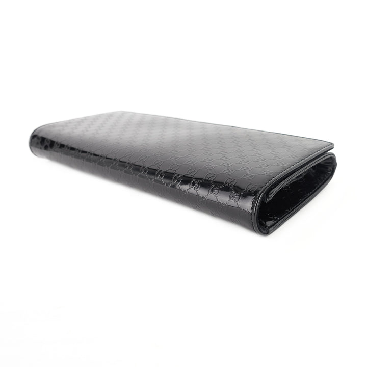 micro-guccissima patent leather broadway clutch bag