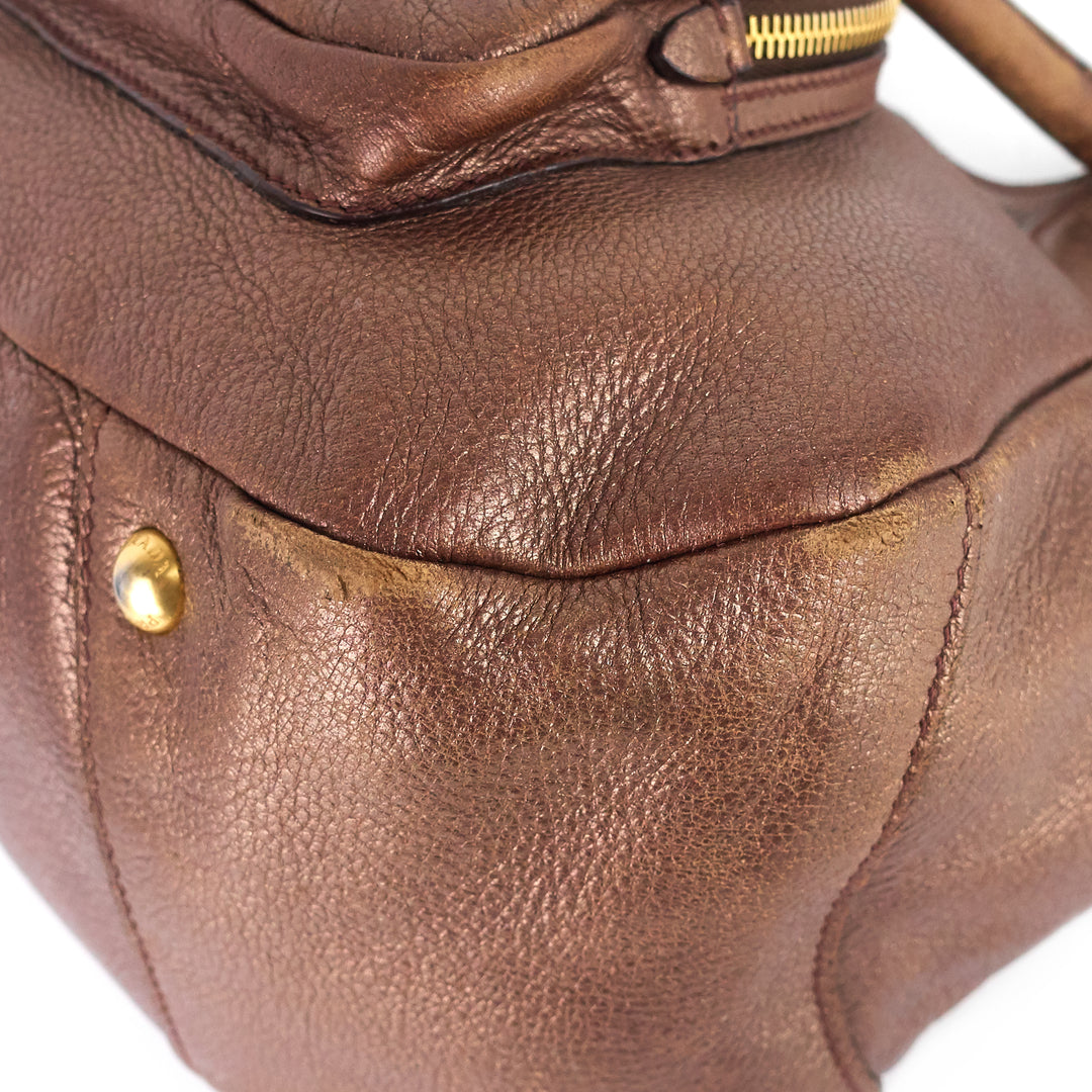 front pocket leather tote bag