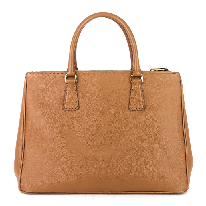 lux double zip saffiano leather bag