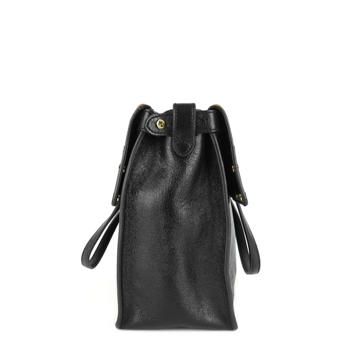 grace calfskin leather and suede flip tote bag