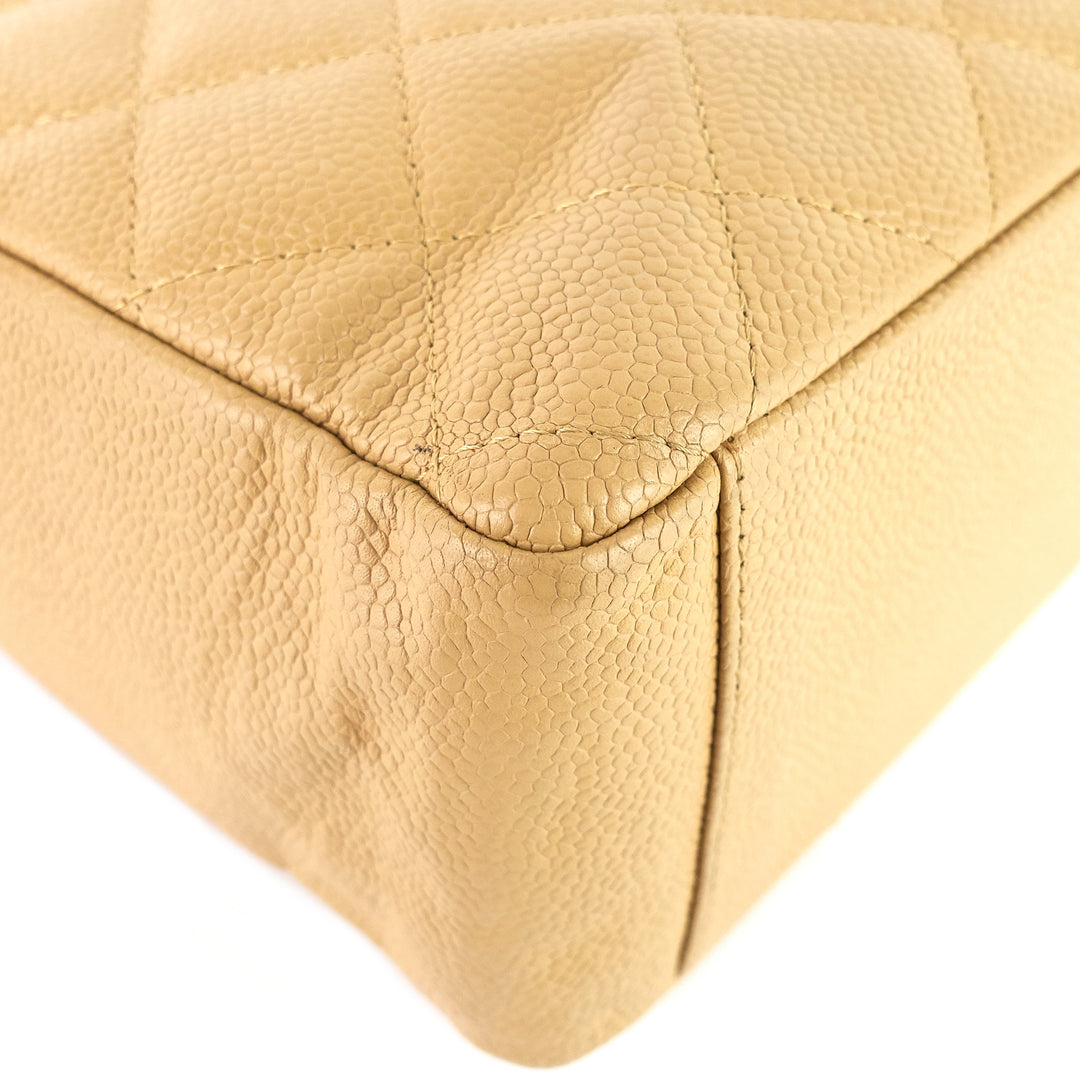 petite shopping tote quilted caviar leather bag