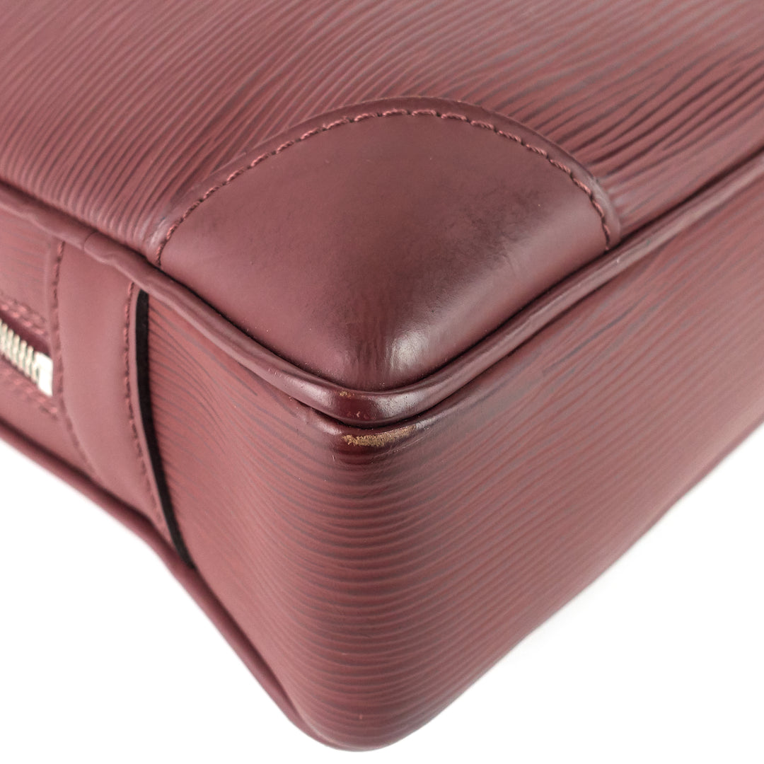 porte-documents voyage burgundy epi leather briefcase bag