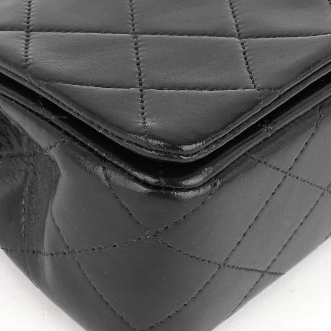 lambskin leather small single flap bag