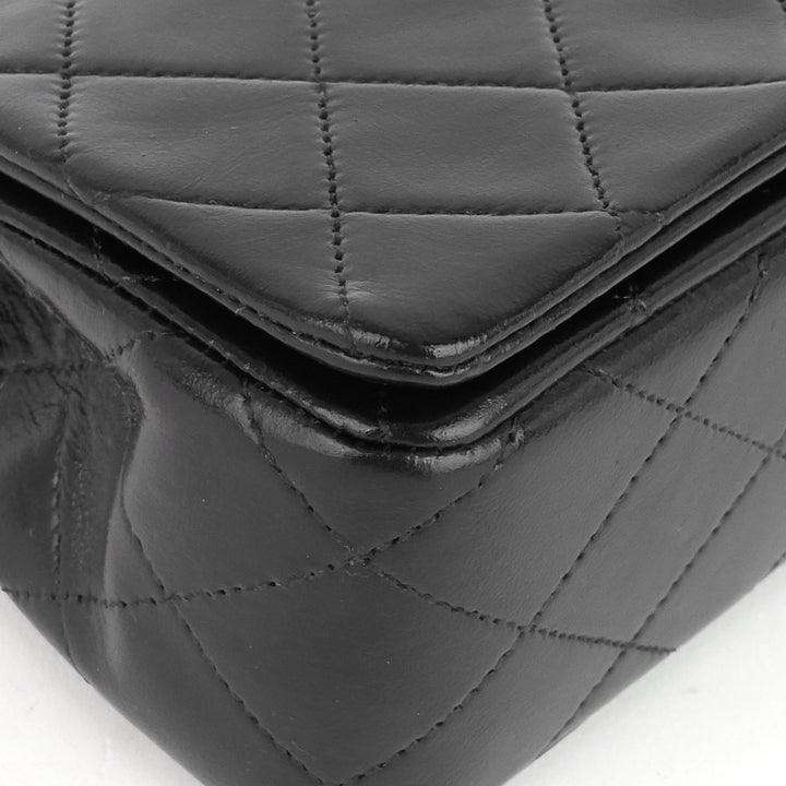 lambskin leather small single flap bag