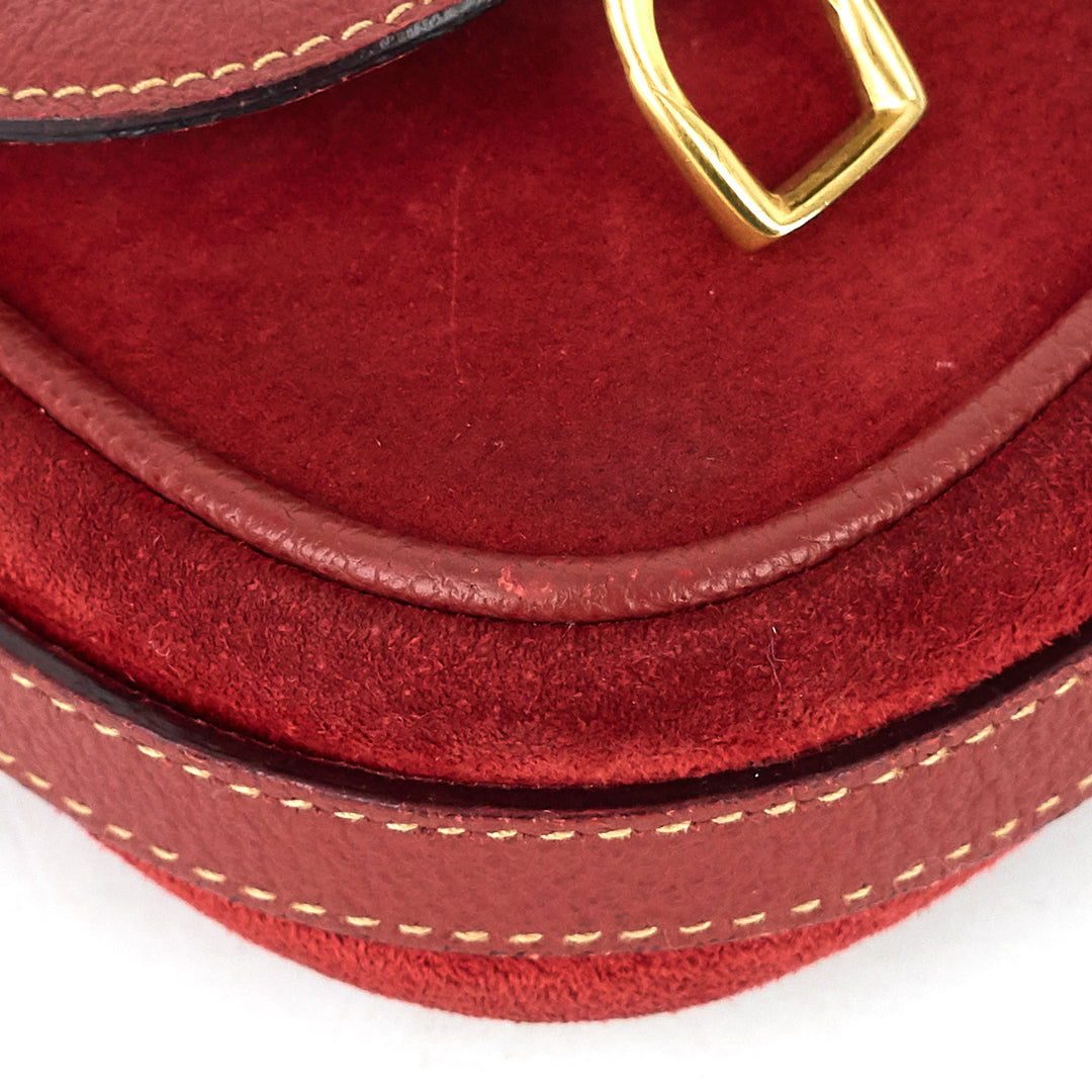 saddle flap suede shoulder/belt bag