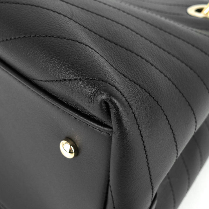 chevron chic top handle small calfskin tote bag