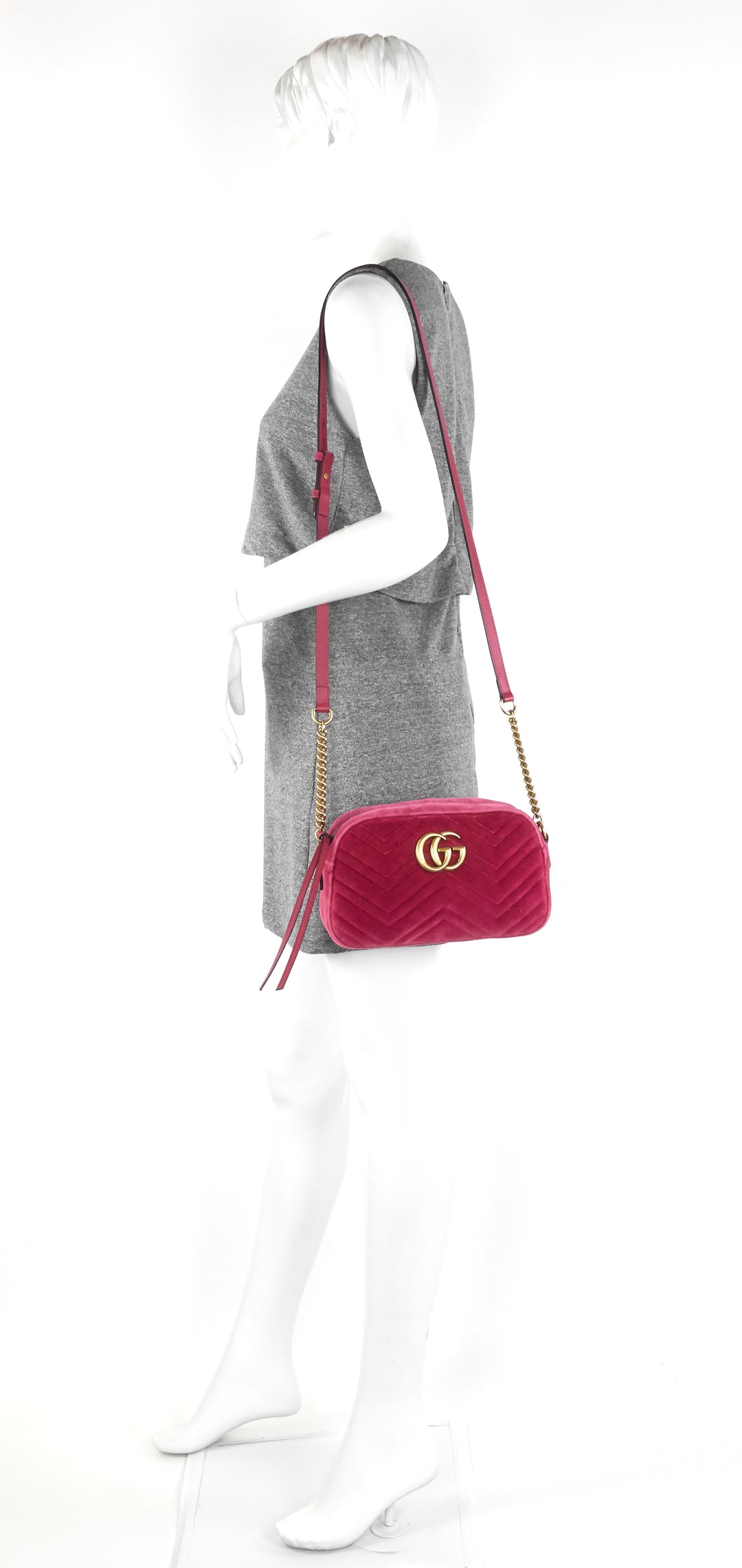 marmont 2.0 fuchsia velvet shoulder bag