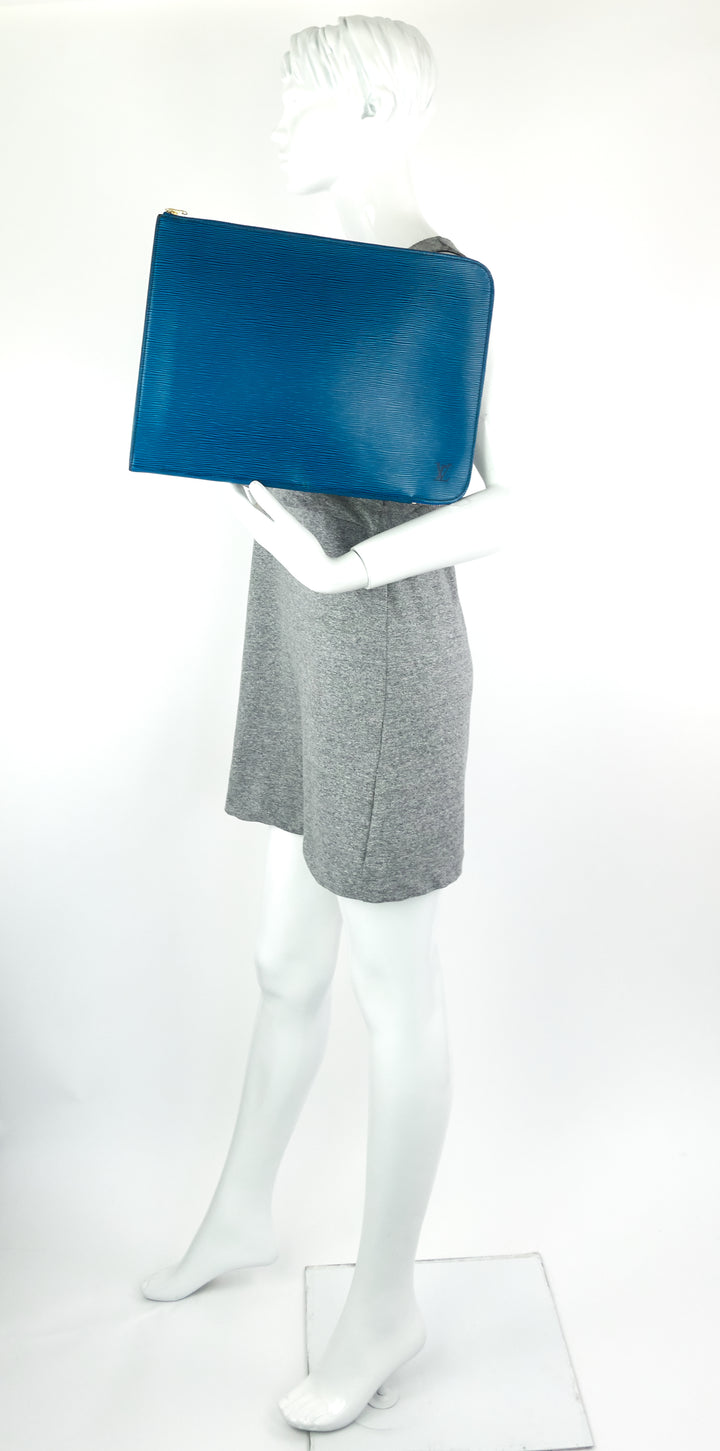 poche documents portfolio epi leather pouch