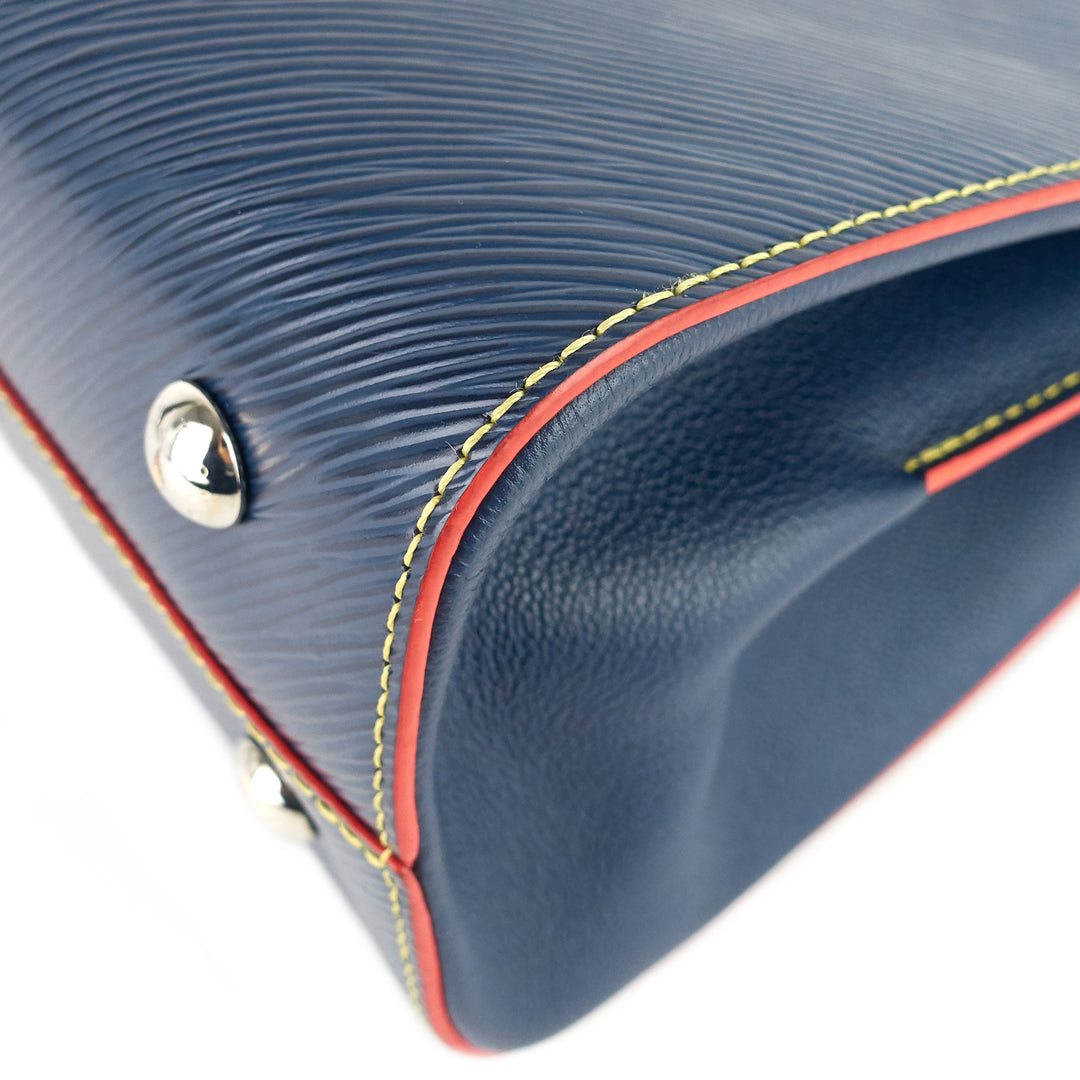 twist blue epi leather tote bag