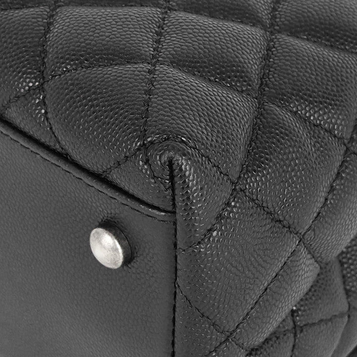 cc coco small caviar and lizard-embossed calfskin top handle bag