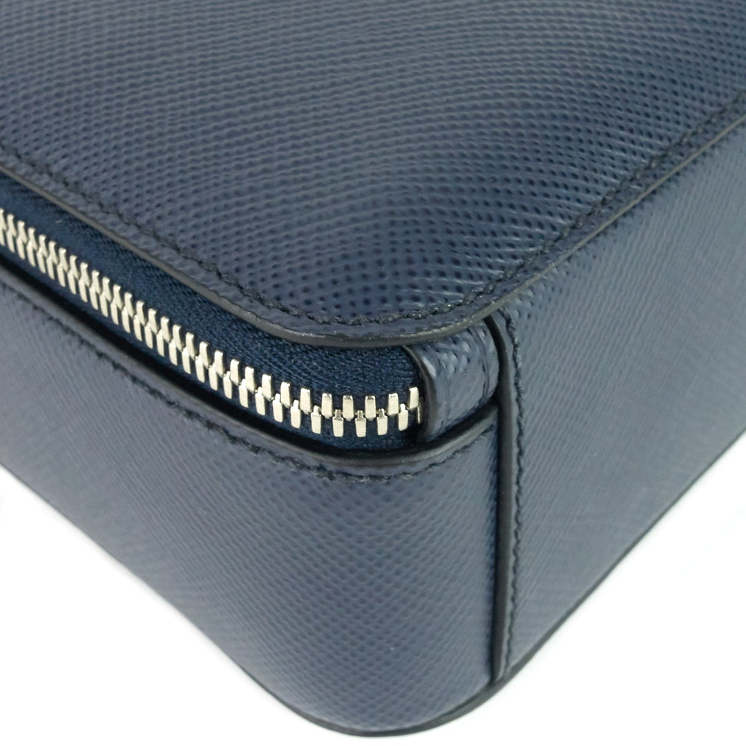 lettering logo saffiano leather briefcase bag