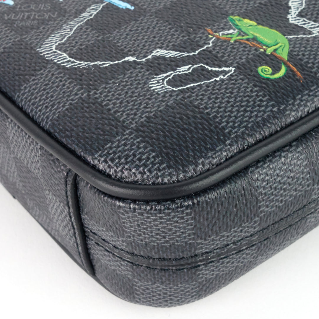 danube slim pm world map damier graphite canvas messenger bag