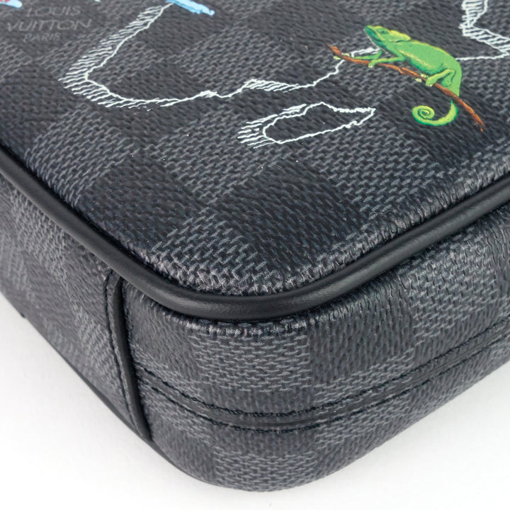 danube slim pm world map damier graphite canvas messenger bag