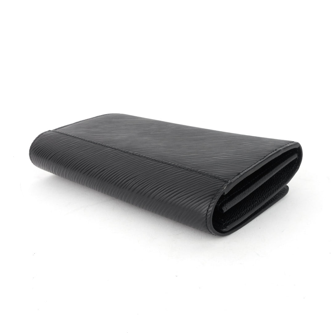 twist long black epi leather wallet