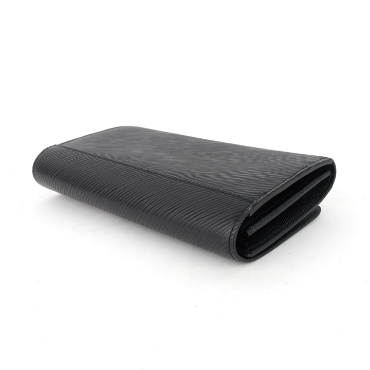 twist long black epi leather wallet