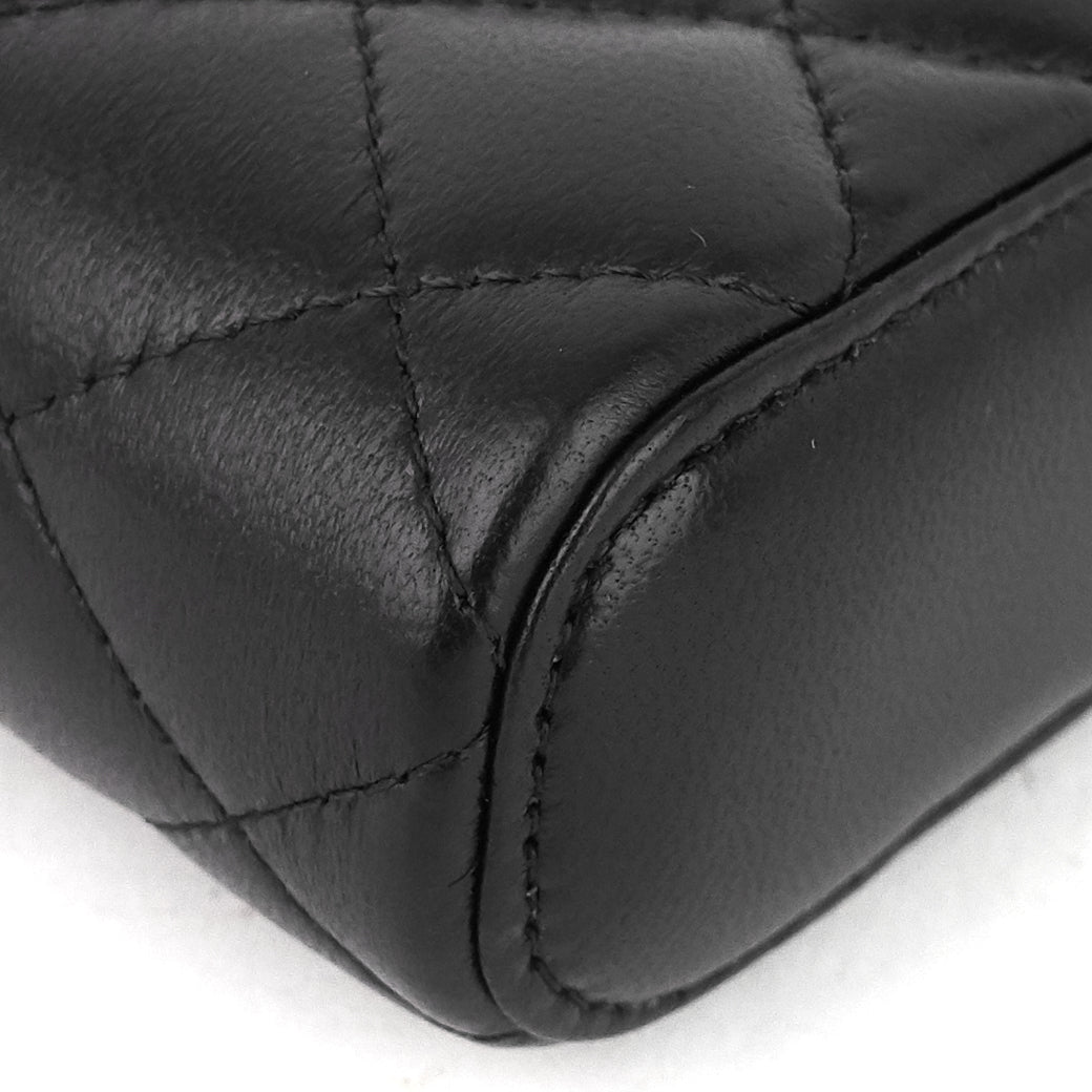 classic vanity with chain matelassé lambskin crossbody bag