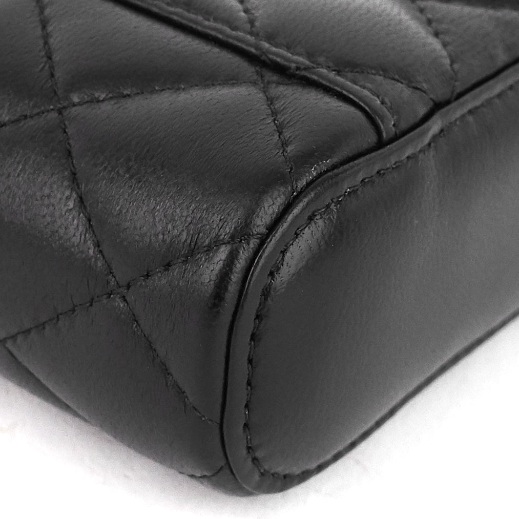 classic vanity with chain matelassé lambskin crossbody bag