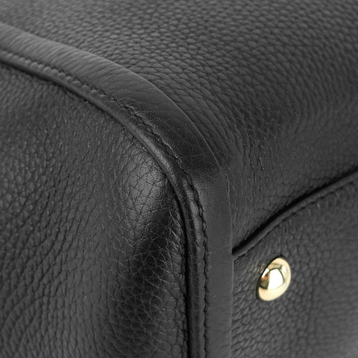 soho pebbled leather small top handle tote bag