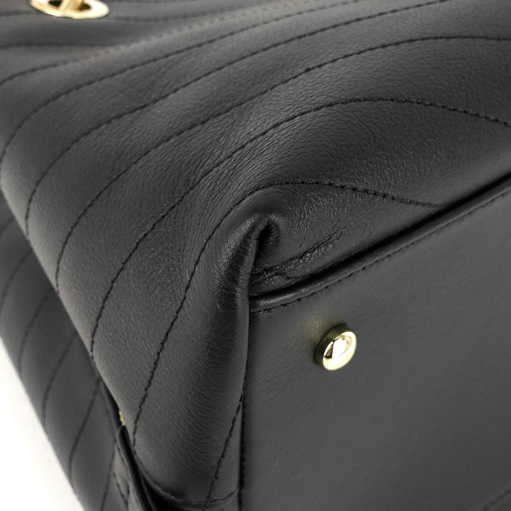 chevron chic top handle small calfskin tote bag