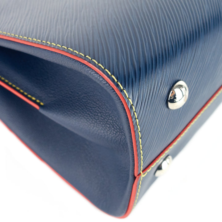 twist blue epi leather tote bag