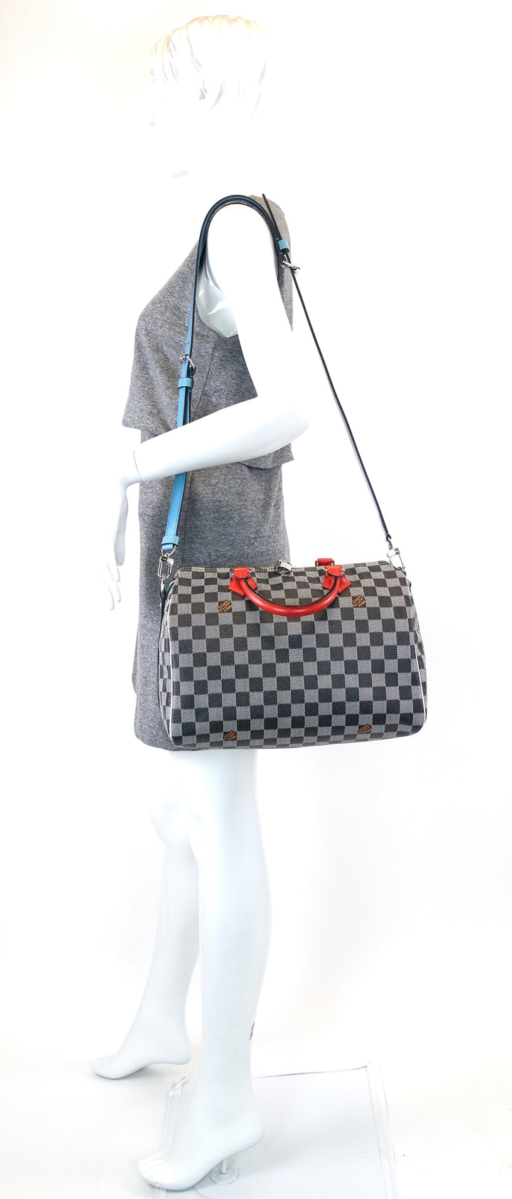 speedy 30 bandoulière black white damier canvas bag