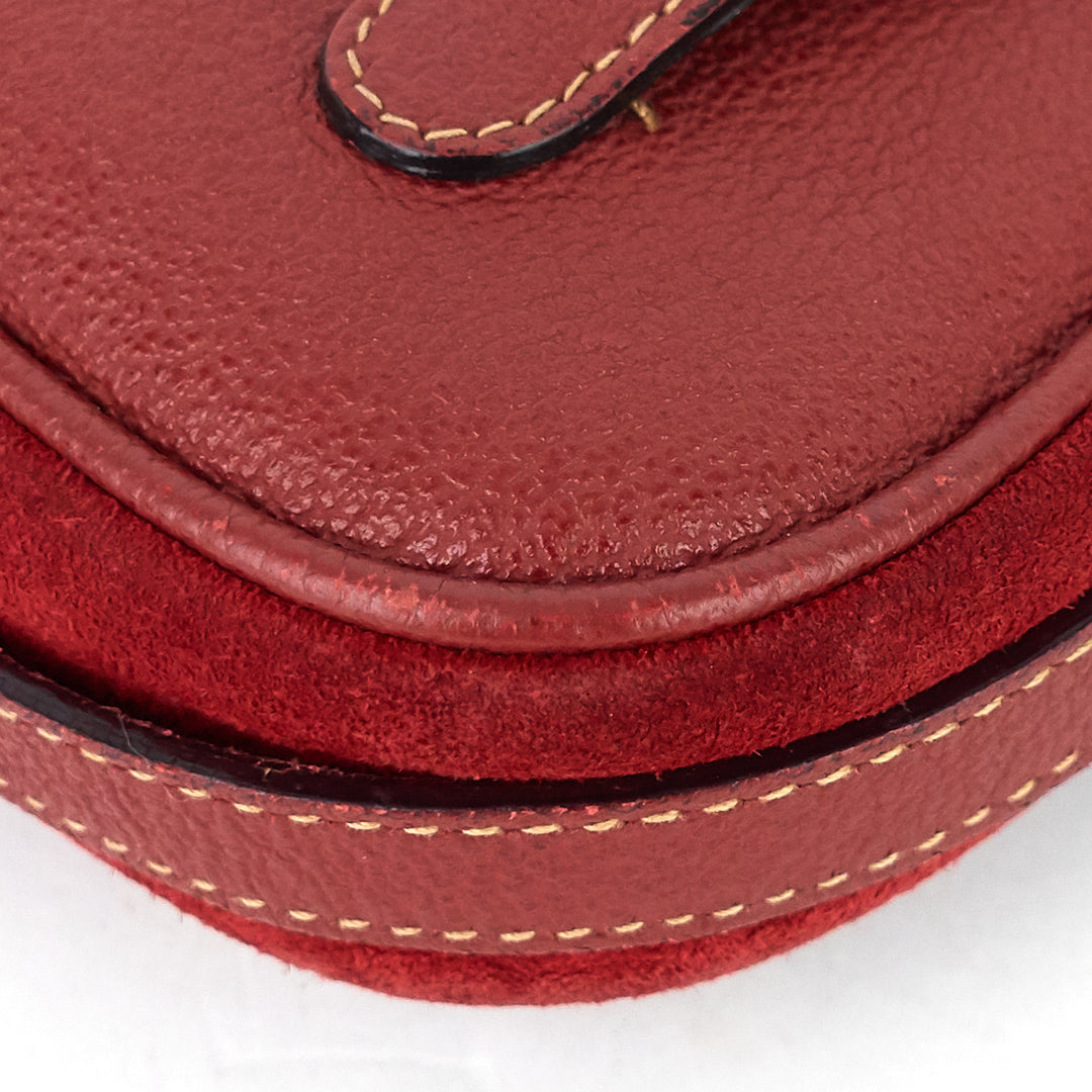saddle flap suede shoulder/belt bag