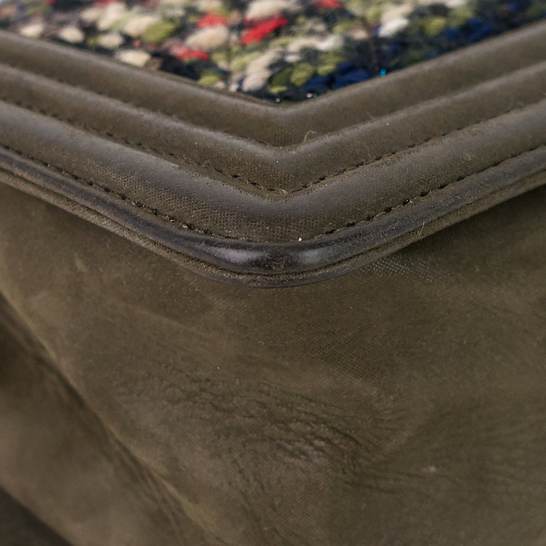 boy suede and tweed flap bag