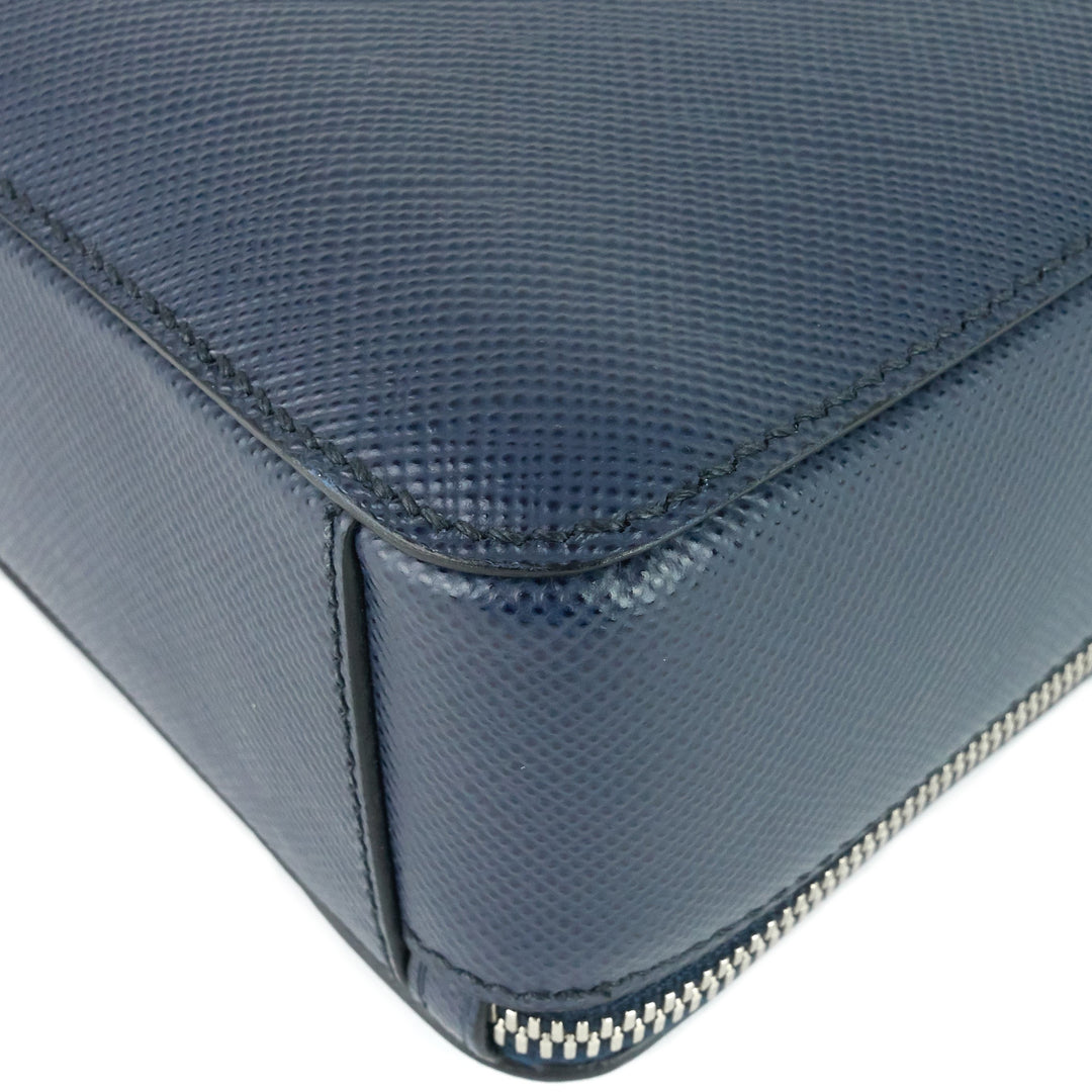 lettering logo saffiano leather briefcase bag