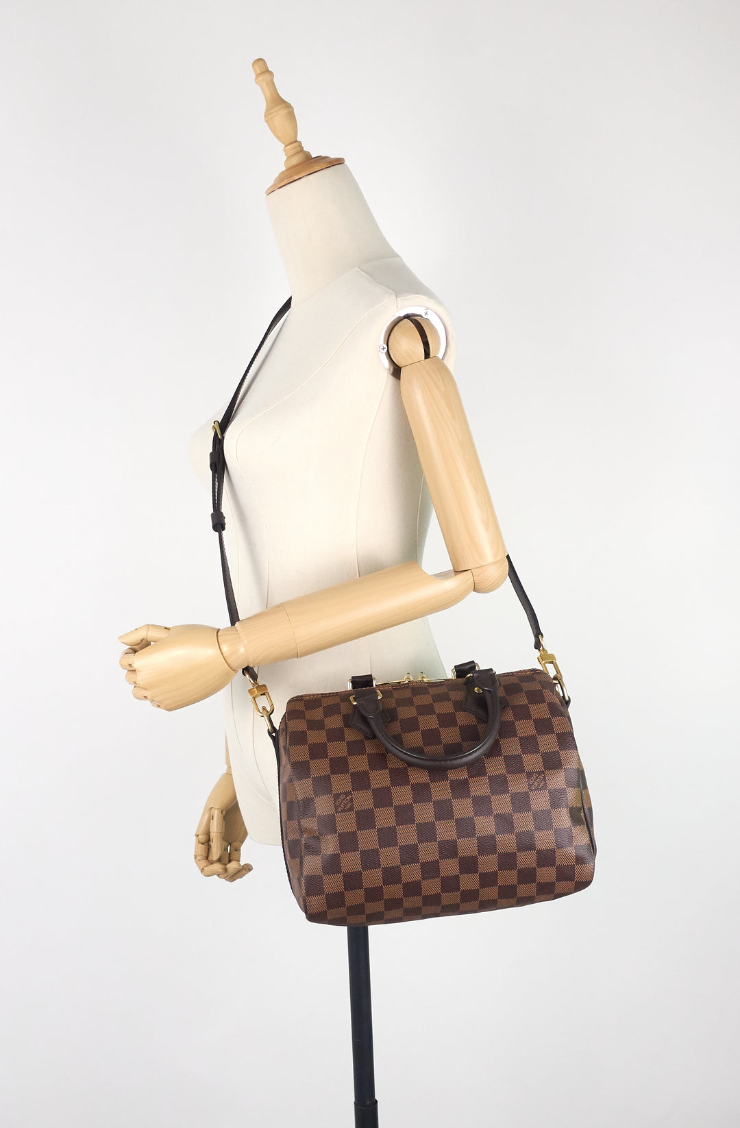 speedy 25 bandoulière damier ebene canvas bag