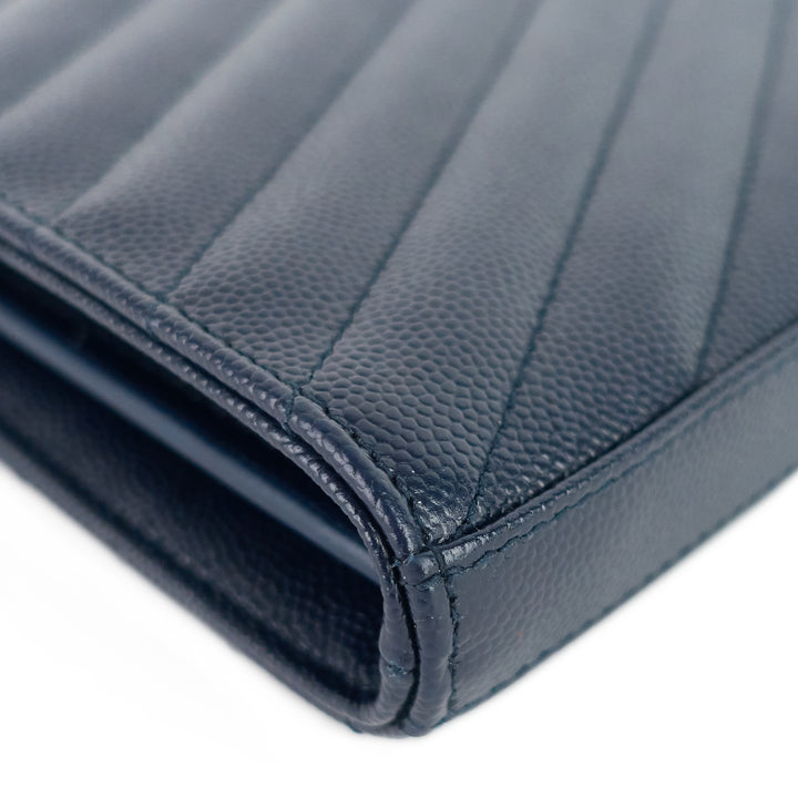 quilted grain de poudre monogram chain wallet bag