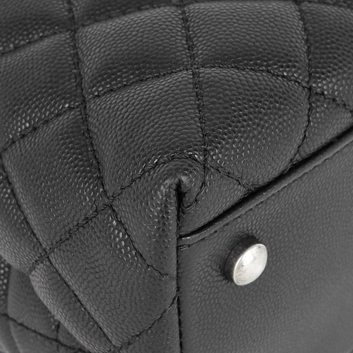 cc coco small caviar and lizard-embossed calfskin top handle bag