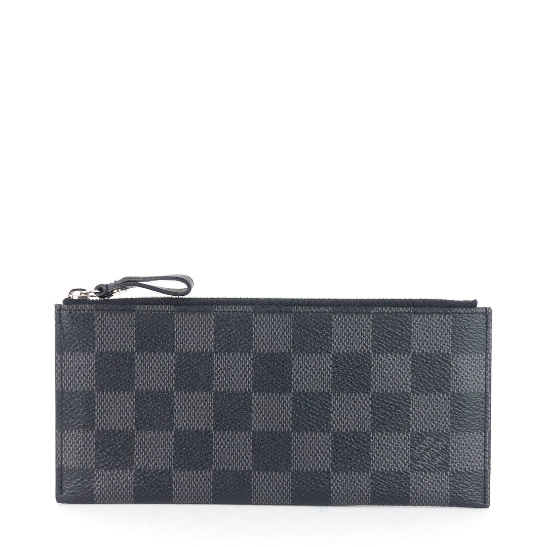 portefeuille long modulable damier graphie canvas wallet