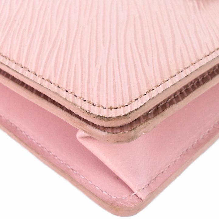 twist belt pink epi leather wallet on chain bag