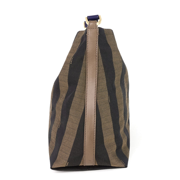 tobacco pequin stripe canvas hobo bag